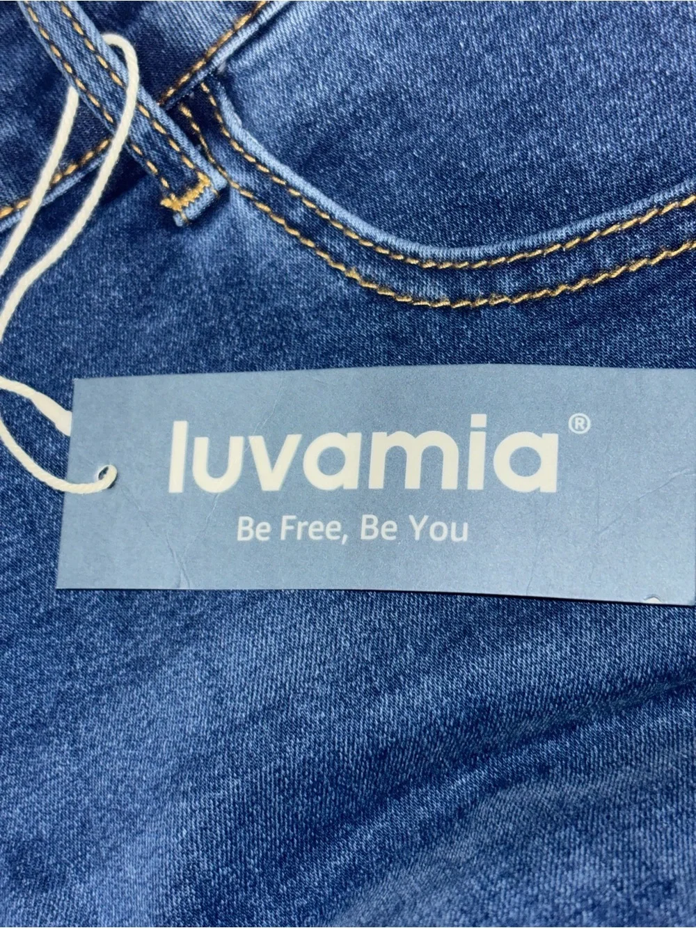 Luvamia 2XL Blue Denim Bermuda Shorts Stretch Cuffed Jean Shorts NWT
